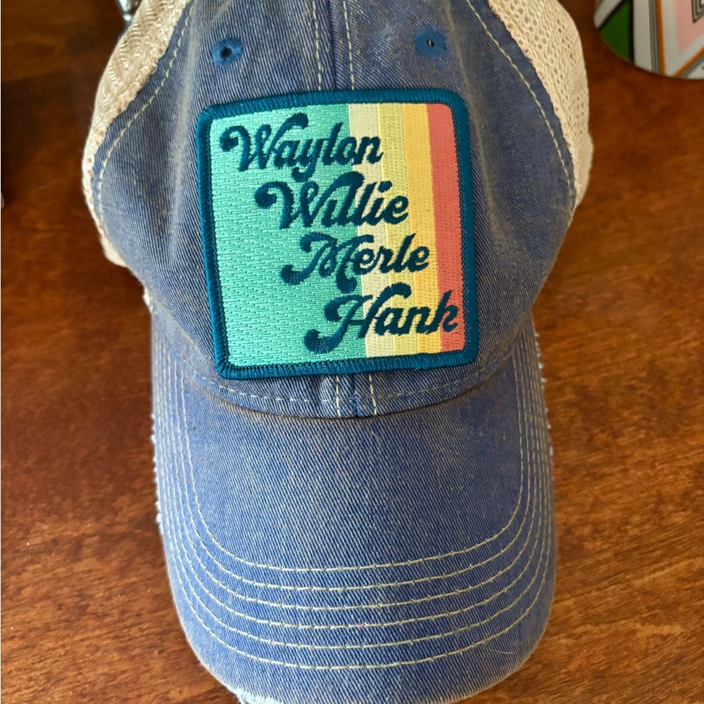 Judith March Blue and Cream Trucker Hat